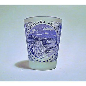 Vintage Shot Glass NIAGRA FALLS Frosted with Blue
